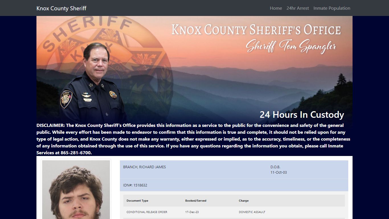 Knox County Tennessee - Sheriff - 24 Hour Arrests
